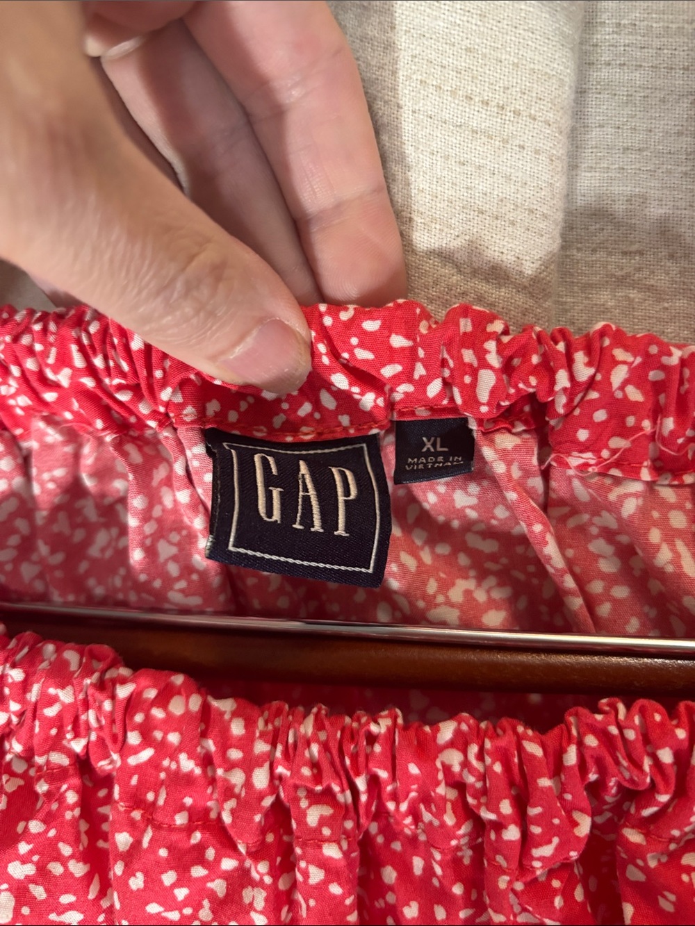 GAP Red Ditsy Floral Puff-Sleeve Mini Dress Size XL EUC 100% Cotton - Picture 2 of 5